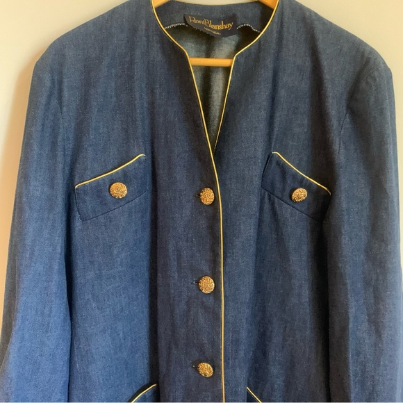 Gorgeous Vintage Roni Blanshay Montreal Denim Dress/Jacket Gold Trim & Buttons - Picture 2 of 5